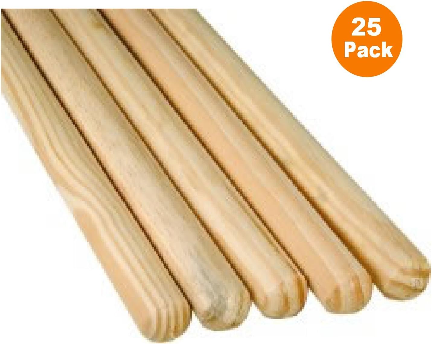 25 x wooden Broom Handles / Mop Stales 1.2 Metres X 23.5 mm Trade Pack