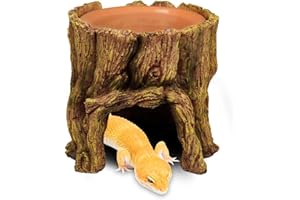 NANEEZOO Reptile Hide Cave 2 in 1 Reptile Humid Cave with Terracotta Water Basin Moisture Keeping and Shedding Help for Reptile Amphibians Leopard Gecko