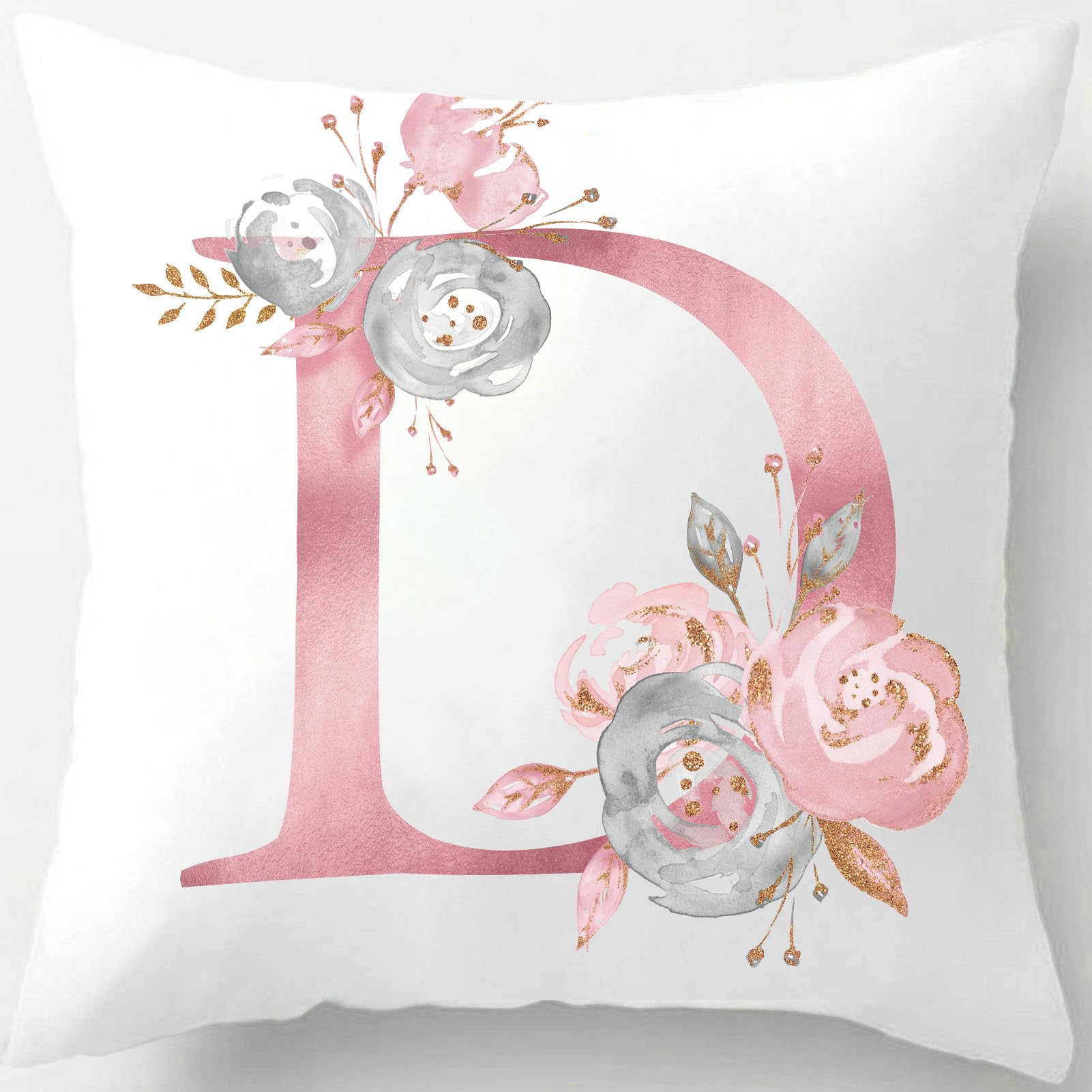 Tillskuch Pink Cushion Covers Cute Alphabet Decorative Throw Pillow Cover Square Letter Pillow Protectors for Sofa Couch Bedroom Chair Home Decor 45cm x 45cm(D)