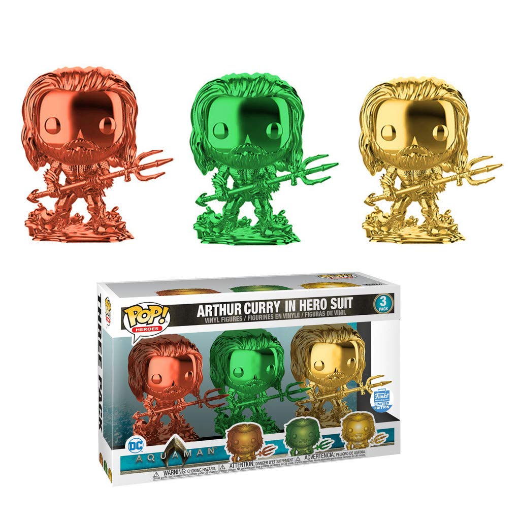 Funko Pop! Heroes: DC Aquaman - Arthur Curry in Hero Suit Exclusive Chrome 3-Pack