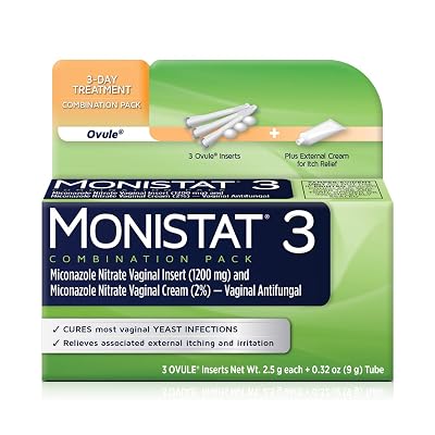 Monistat 3 Day Yeast Infection Treatment for Women, 3 Miconazole Ovule Inserts &amp; External Monistat Anti-Itch Cream Bundle