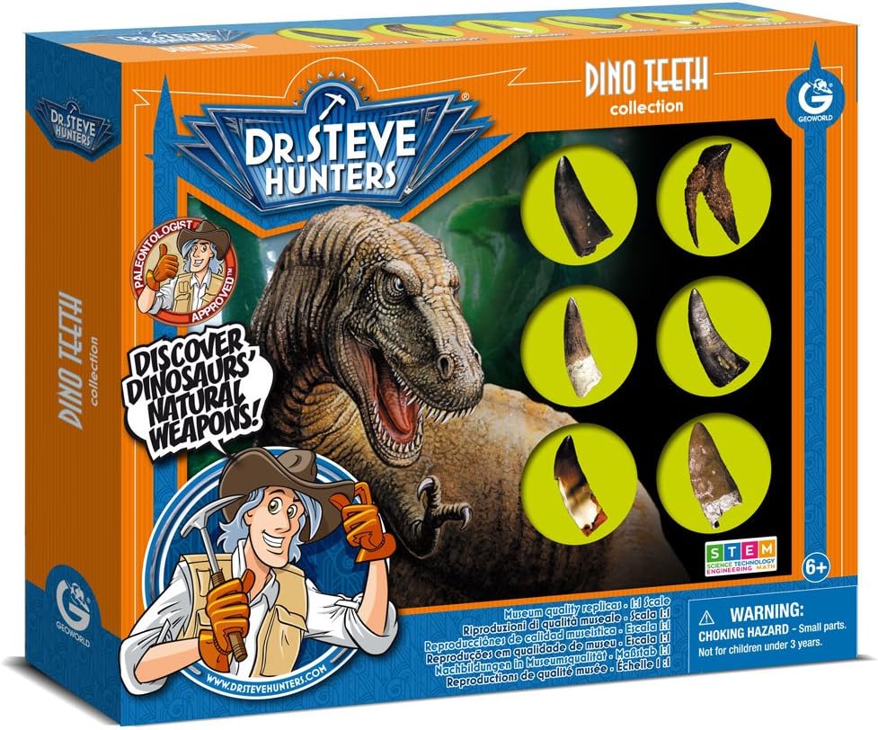 Uncle Milton 6 Piece Dr. Steve Hunters Dino Teeth Replica Collection Scientific Educational Toy