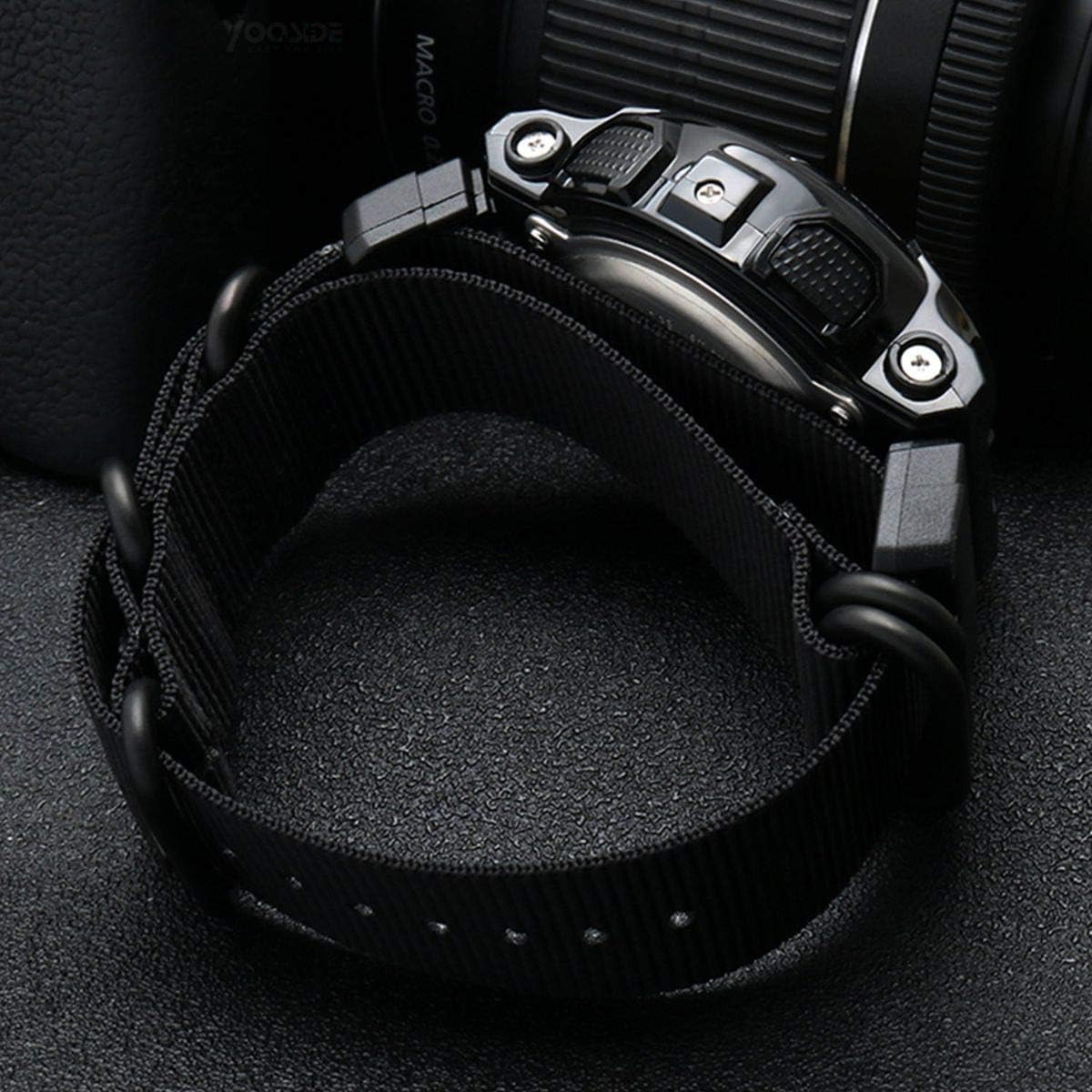 YOOSIDE NATO Nylon Buckle Watch Band for Casio G-SHOCK GW-DW5600(Black): Clothing