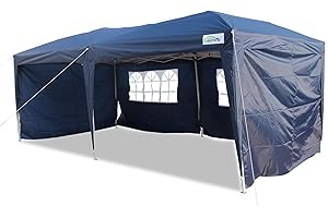 Goutime Pop Up Canopy Tent with Sidewalls, Large Backyard Tents for Parties 10x20,Commercial Heavy Duty Gazebo for Outdoor Christmas Party Events,Blue
