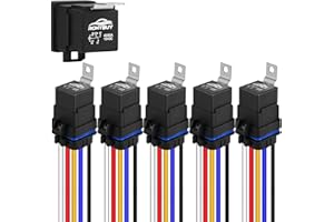 Ronybuy 5-Pin Waterproof Relay Kit 40/30 AMP 12V Relay Switch with Harness Heavy Duty 12&16 AWG Tinned Copper Wires, SPDT Automotive Relay Kit for Horns Starters Radiator Motor Fans, Pack of 5