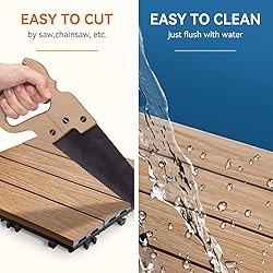 9 PCS WPC Teak Wood Decking Tiles
