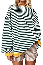 UEU Womens Casual Sweatshirt Striped Pullover Tops