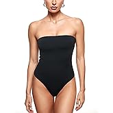 INLYRIC Women's Natrelax Sexy Strapless Bodysuit Thong Tube Top Off The Shoulder One Piece Leotard