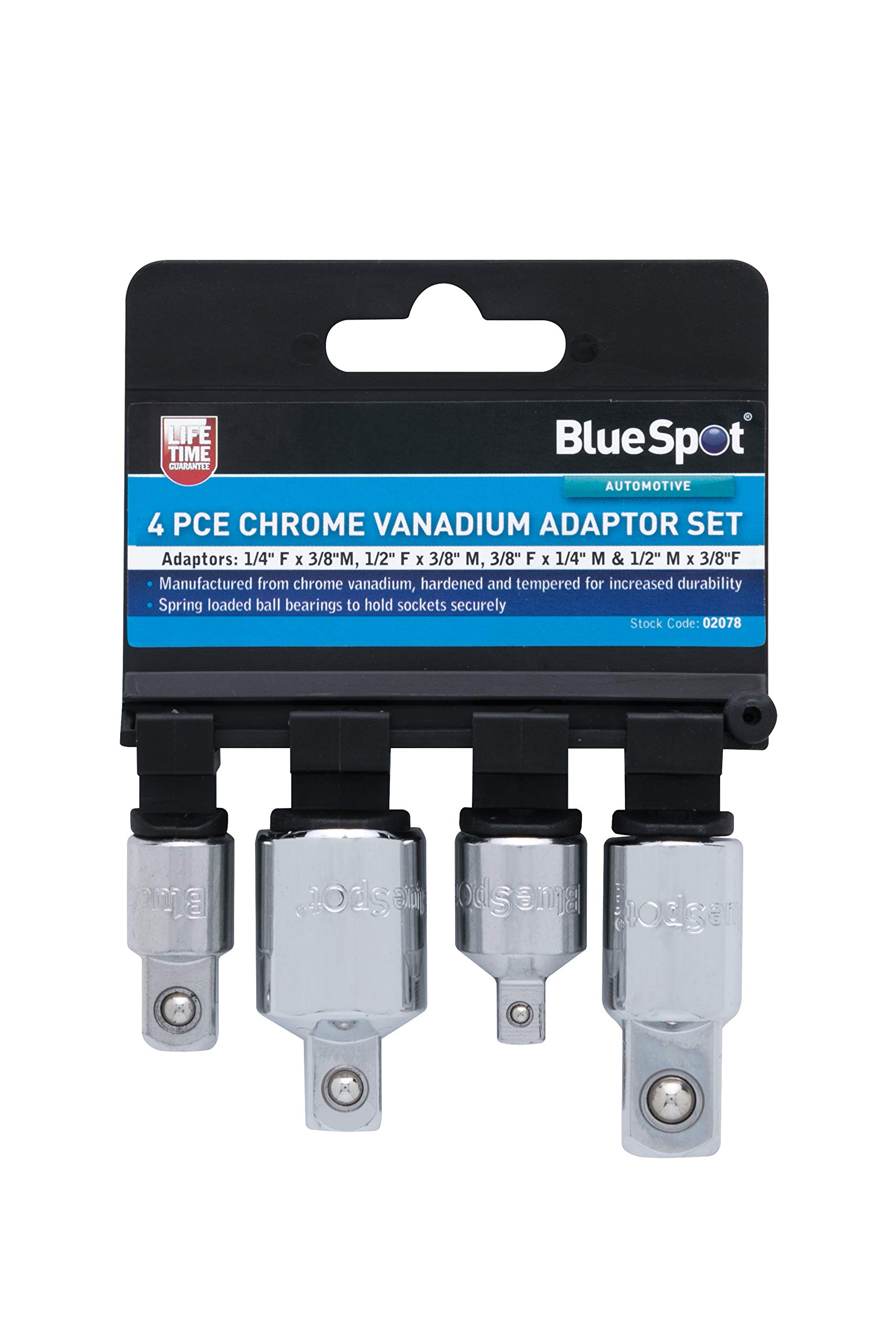 Blue Spot 02078 Adaptor Set Chrome Vanadium (4 Pieces)