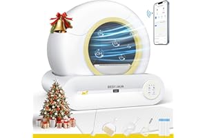 BEST JAJA Automatic Cat Litter Box, 2024 Upgraded Self Cleaning Litter Box with Mat & Multiple Cleaning Tools, 68L+9L Large Capacity Litter Box Robot, Suitable for Multiple Cats, APP Control (Yellow)