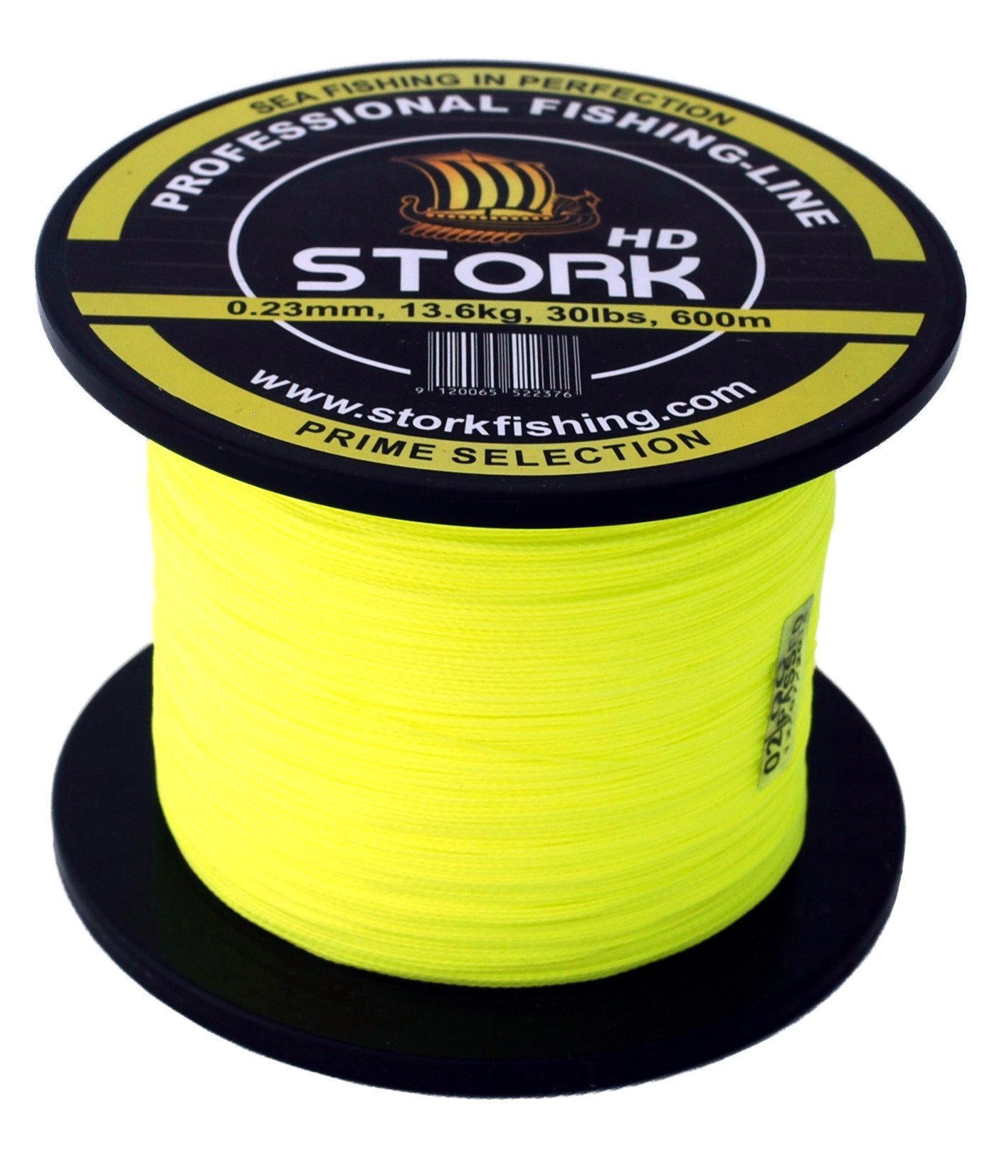 Stork HD, Stork 4-Strand Braided Fishing Line 600m (Fluo Yellow, 15 lbs / 6.8kg / 0.15 mm)
