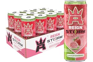 REIGN Storm, Guava Strawberry, Fitness & Wellness Energy Drink, 12 Fl Oz (Pack of 12)