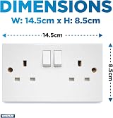 Status 13A Double Gang Switched Wall Socket White UK Plug Faceplate view 2