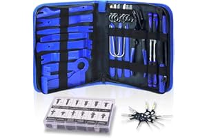 Dualeco Trim Removal Tool Set 102Pcs, Car Trim Puller Tool Kit, Plastic Pry Tools Set for Trim/Panel/Door/Audio, Auto Clip Pliers/Fastener Remover Set, Car Terminal/Stereo Removal Tool