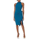 Eliza J Womens Sleeveless Halter Sheath Dress with Ruffle Skirt