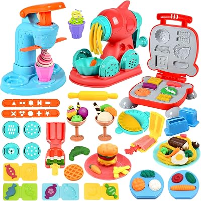 Crelloci 3 in 1 Play Color Dough Kitchen Set 12 Colors Toys