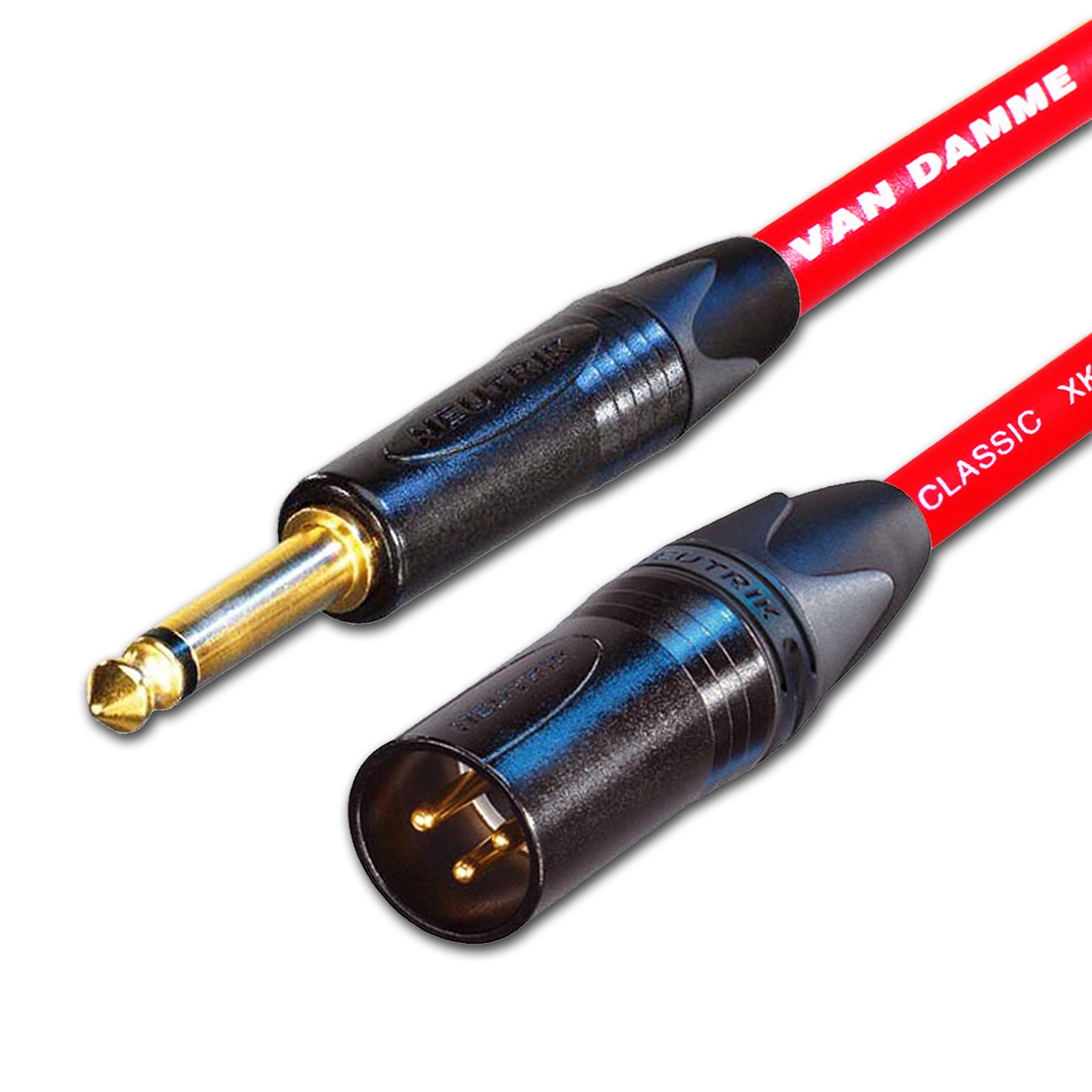 Van Damme & Neutrik 1/4-Inch Mono Jack To Male XLR Guitar To Balanced Input Cable, Red, 2 m
