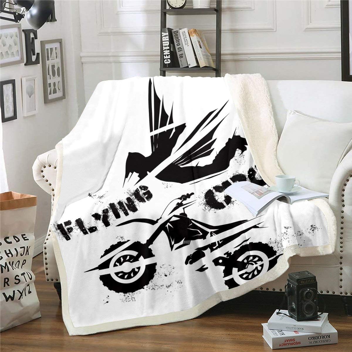 Teens Dirt Bike Blanket Throw Motorcycle Plush Bed Blanket