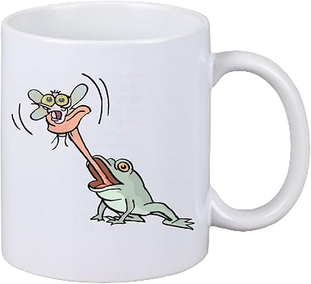 Taza rana cafetería para en la caja/cartón) y los insectos de la historieta Fun Fun