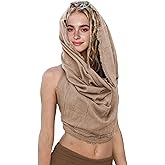 Women's Crop Tank Top - Halter, Boho Open Back, Cross Wrap Swimsuit Cover Ups, 100% Cotton Bathing Suit Coverup