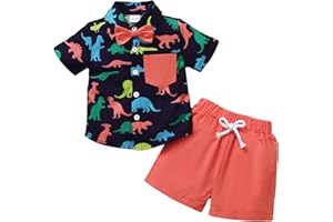 SUNNY PIGGY Toddler Boy Clothes Kid Summer Outfits Baby Button Dress Polo Shirt Romper Shorts Set 0-5T Beach Wedding Birthday