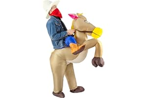 JYZCOS Inflatable Cowboy Costume Adult Western Horse Rider Fancy Dress for Men Women Halloween Party Suit