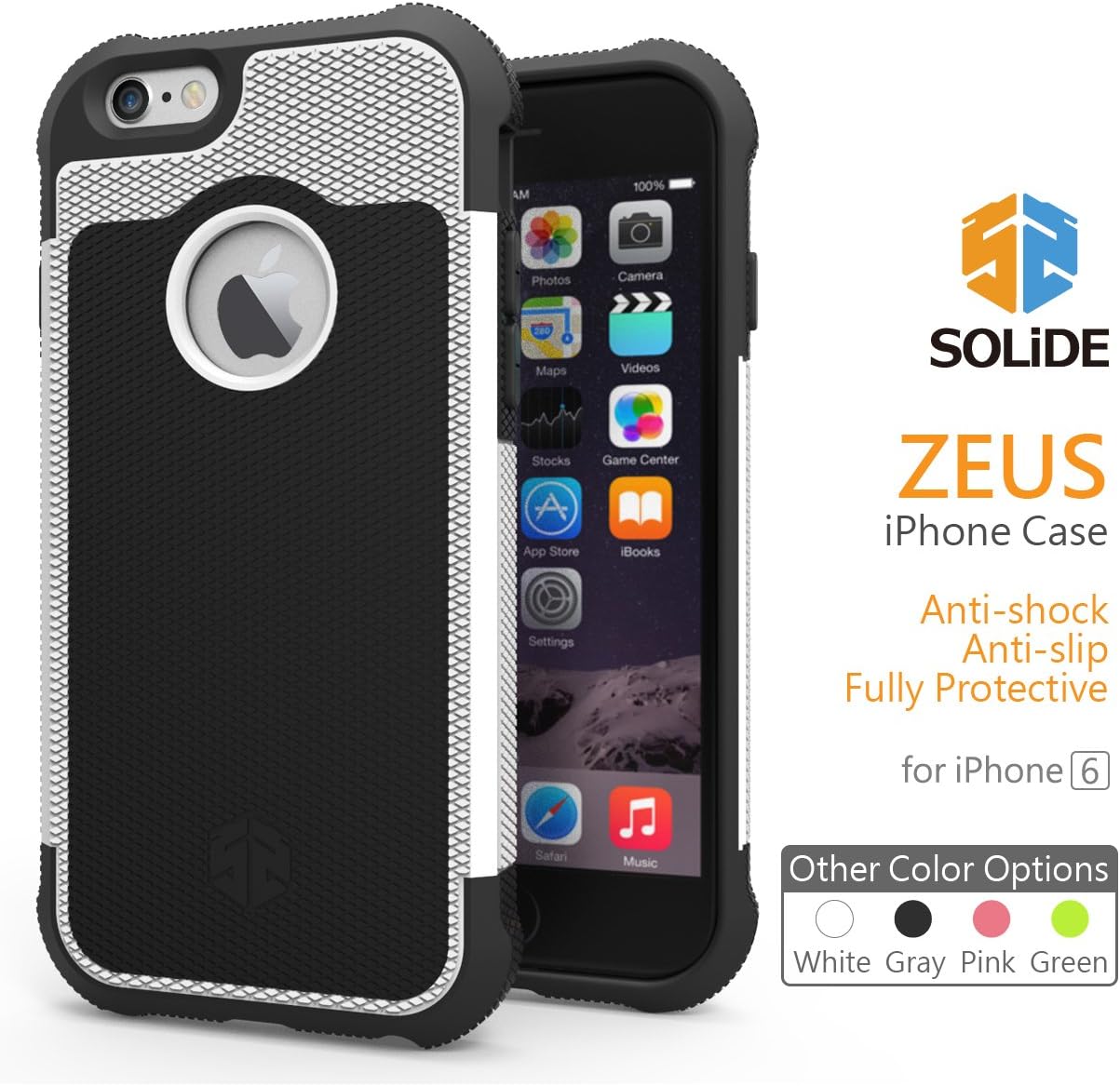 SOLiDE:emoji: ZEUS Anti-Shock case cover skin for iPhone 6, 6S -White (A6004)
