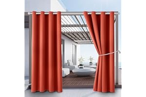 DIVA EN CAMINO DEC Outdoor Patio Curtain Waterproof Darkening Thermal Insulated Indoor Curtains for Bedroom, Porch, Living Room, Cabana, Pergola, 2 Panels, W52 x L95, Orange