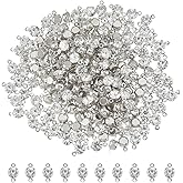 SUPERFINDINGS 200Pcs Cubic Zirconia Connector Charms Gold Silver Rhinestones Bracelet Necklace Connector Brass Cubic Zirconia Links Round Crystal Diamond Round Charming Connectors for Jewelry Making
