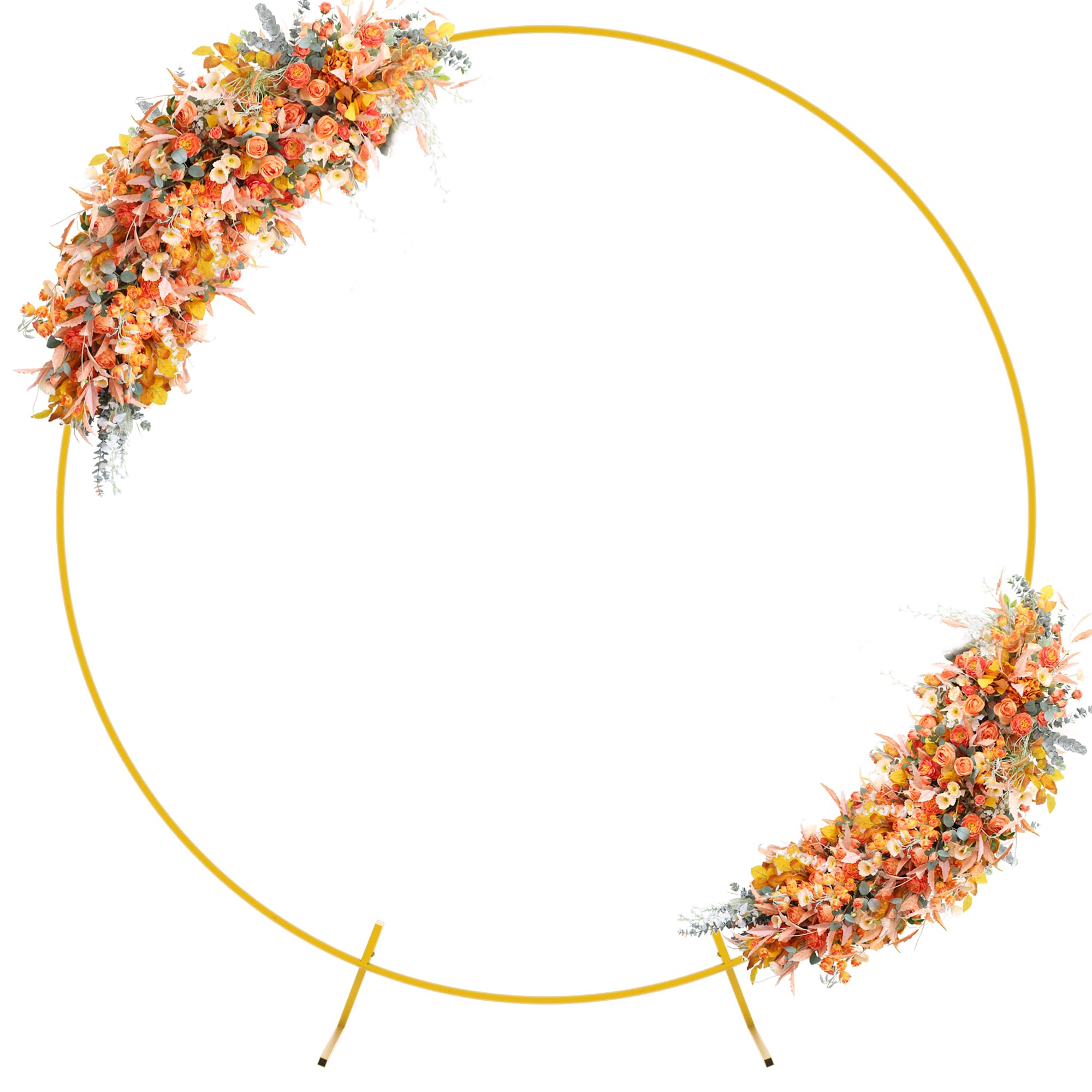 Fomcet 6.6FT Wedding Arch Gold Metal Round Backdrop Stand Circle Balloon Arch Frame Wedding Arches for Ceremony Anniversary Birthday Party Graduation Photo Background Decoration