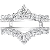 Blongme 925 Sterling Silver Moissanite Ring Enhancer for Engagement Rings Curved Wedding Bands for Women for Her Stackable Wrap Guard Size 5-10
