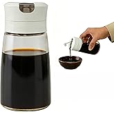 FALESHOS Soy Sauce Dispenser, 8.45oz Non-Drip Spout Cruet for Olive Oil, Vinegar, and Soy Sauce with Auto Flip Cap, Glass Dispenser Bottle for Kitchen Cooking