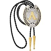 HUABOLA CALYN Gold Bolo Tie for Men- Golden Initial Letter ABCDMJR to Z Native American Western Cowboy Bolo Tie for Women