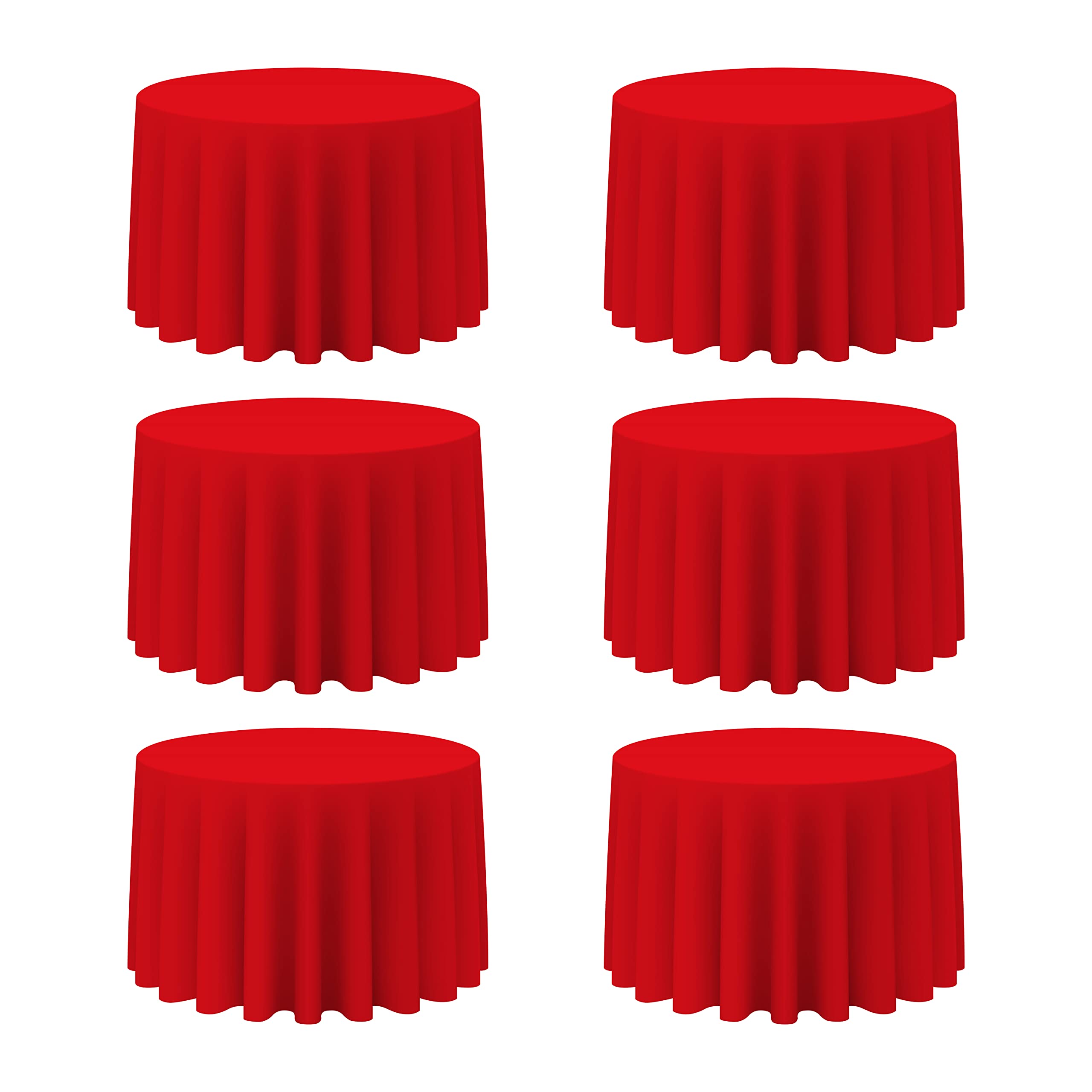 Photo 1 of BRILLMAX 6 Pack Red Round Tablecloths 108 Inch for 48” Tables - 150 GSM Polyester Fabric, Floor Length Drop, Water, Stain & Wrinkle Resistant Cloth Cover for Wedding Reception Banquet Dining Party