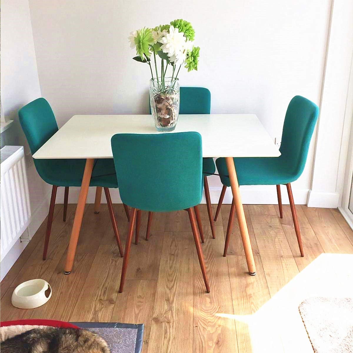 Coavas Dining Chairs Set of 4, Kitchen Chairs with Fabric Cushion Seat Back, Modern Mid Century Living Room Side Chairs with Sturdy Metal Legs for Kitchen Dining Room,Green: Home & Kitchen