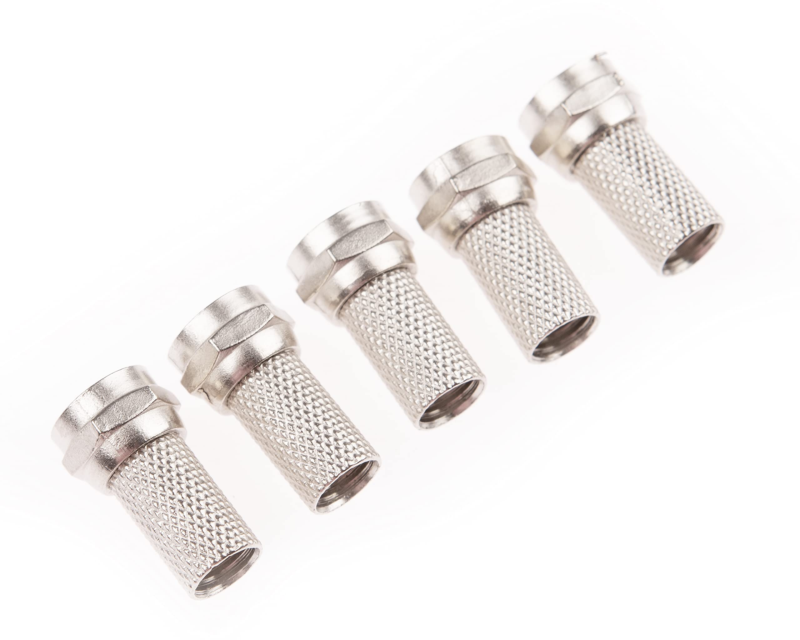 CDL Micro Screw/Twist on F Connectors for Satellite TV Aerial Coax Coaxial Cable RG6 (Pack of 5)