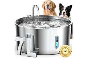 Vekonn Dog Water Fountain Stainless Steel, 7L/236oz Dog Water Bowl Dispenser for Large Dogs, Automatic Cat Water Fountain