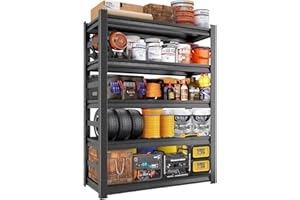 Bezuny Garage Shelving Unit and Storage-Easy Assembly Metal Shelves 5-Tier Rack|Heavy-Duty Adjustable Shelf|Steel Shelves for Industrial, Warehouse, Basement (35.4" W*15.8" D*72" H)