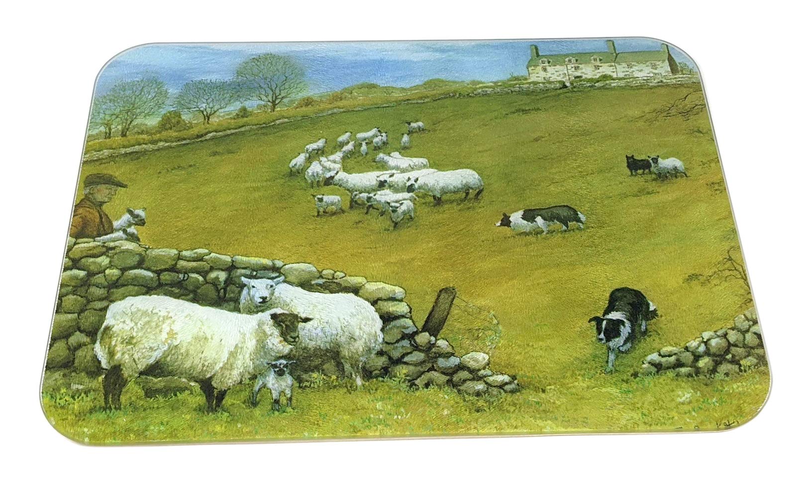 Sheep Dog Medium Glass Worktop Protector 40X30Cm
