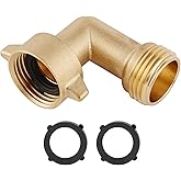90-Degree Hose Elbow For RVs &mdash; Solid Brass Construction | Convenient Easy Grip Connector, For RV Water Hoses, Residential Outdoor Faucets, &amp; More &mdash; 1-Pack