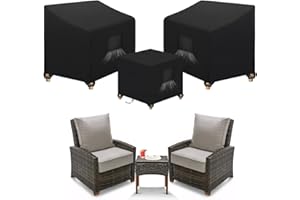 SIRUITON 3 Piece Outdoor Veranda Patio Garden Furniture Cover Set with 420D Durable and Water Resistant Fabric,Fit for Outdoor Wicker Patio Furniture Sets/Rattan Chair Conversation Sets-Balck