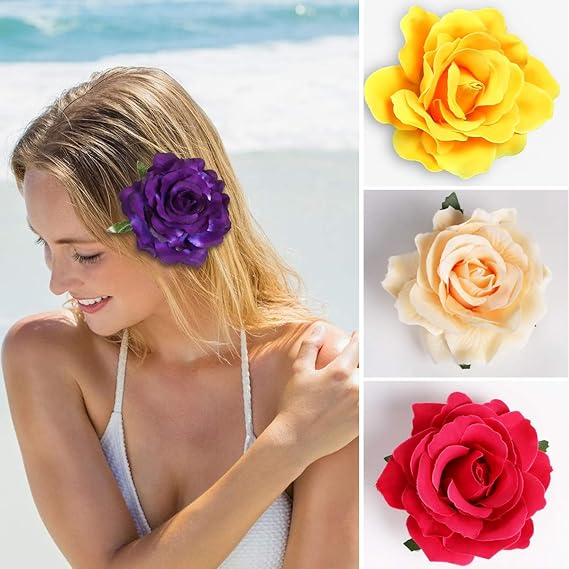 Femme Clip Rose Artificielle Fleur Rose Accessoires Cheveux