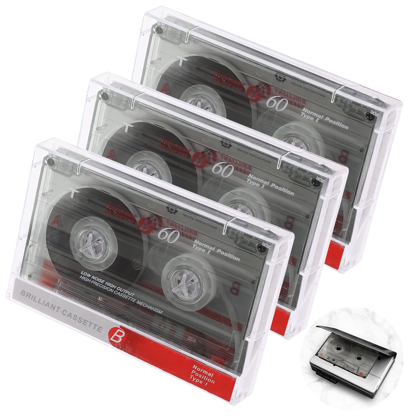 OLACD Blank Audio Cassettes Tapes: Professional Recording Time CD & DVD Player Cassette Recorded Tape 60 Minute Time Low Noise Surface Walkman Data Cartridge Normal Bias Micro Voice Music Radio(3Pack)