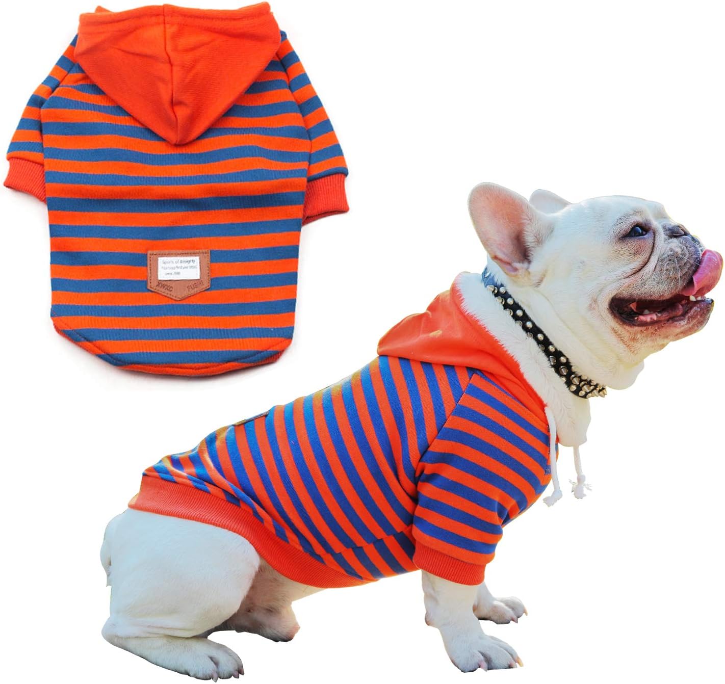Strip Dog Hoodie Dog Sweatshirt Outfit with Hat Soft