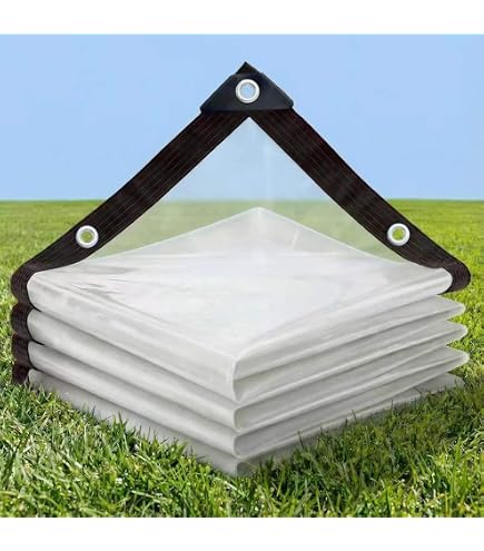 Clear Tarp Heavy Duty Waterproof 2x4 FT, Outdoor Porches Transparent Tarpaulin with Grommets, PVC Vinyl Tarps for Patio Enclosure, Roof, Chicken Coop, Greenhouse Plant