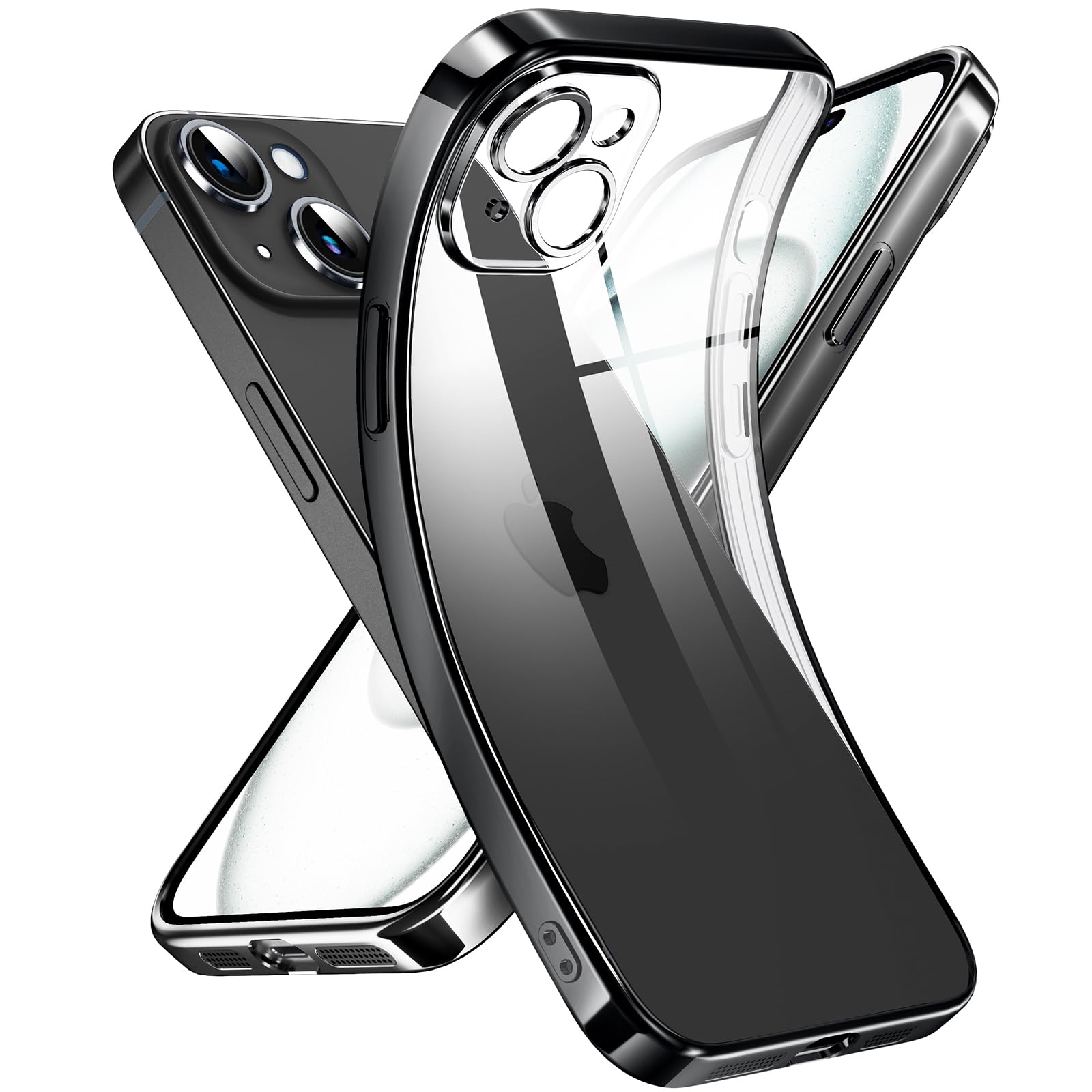 Supdeal Crystal Clear Case for iPhone 15 Plus, [Never Yellow] [Camera Protection], Thin Slim Fit Transparent Soft Silicone Phone Protective Case Cover, 6.7 Inch, Black — image 1