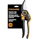 Fiskars DualAction Pruner – Hand Pruner with Two Cutting Modes, Bypass Garden Pruner for Stems and Branches up to 1", Low-Friction Steel Blade, FiberComp Frame