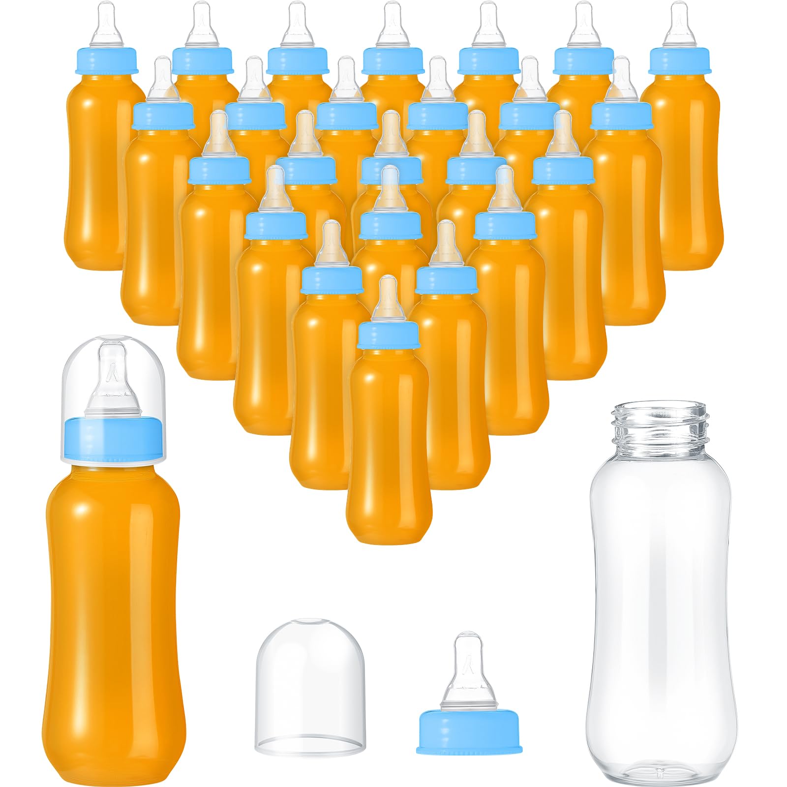 Photo 1 of Norme Baby Shower Bottles 9.5 oz Plastic Baby Bottles Chug Sign Shower Game Party Favors Baby Bottles Bulk for Baby Shower Decorations Gender Reveal Gifts(Blue, 24 Pcs)