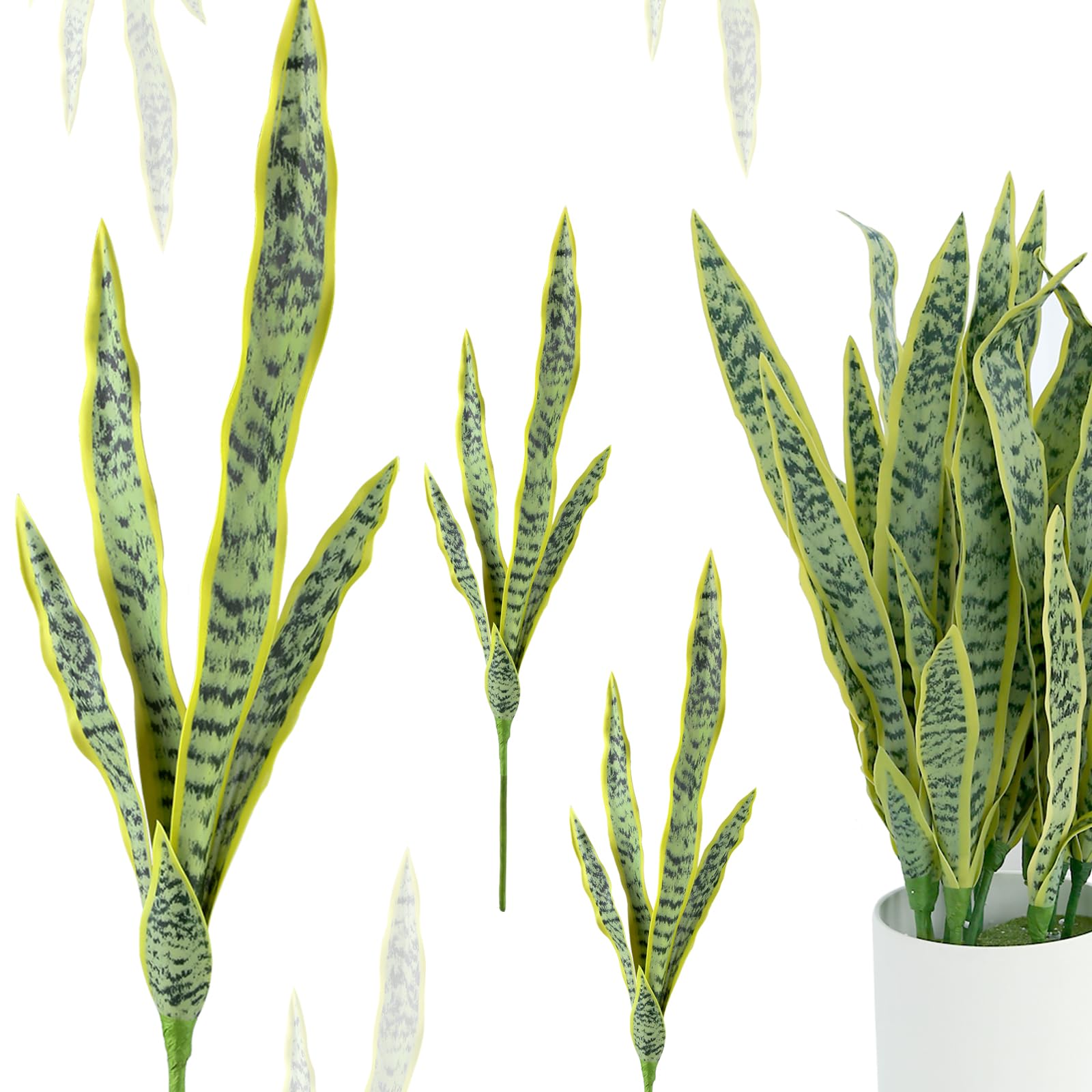 Photo 1 of 3 Pack Faux Snake Plants 31in Artificial UV Resistant Snake Outdoors Fake Sansevieria Plastic Plant with Large Green Leaves Greenery for Home Indoor Floor Office Store Front Porch Decorations