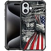 DAIZAG Case Compatible with iPhone 16,Shockproof Soft Phone Cover for Boy Men Gift,Christian Jesus God Bless American Flag